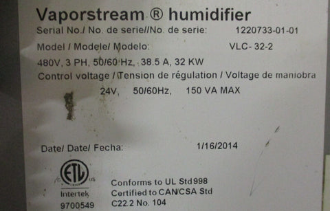 VaporStream VLC-32-2 Electric Humidifier 480 Volt 3 Phase