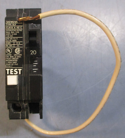 Siemens BF120 ITE Circuit Breaker Type BLF 120VAC Class A 1 Pole