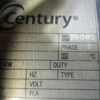 Century EPlus 3 Phase Motor E207M2 2 HP 1180 RPM 184T 11/8" Shaft Dia