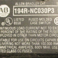 Allen Bradley 194RNC030P3 Ser B Disconnect Switch 30A 600VAC 250VDC (Lot of 4)