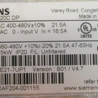 Siemens Sinamics G120C DP Motor Drive 6SL32101KE217UP1 10HP 7.5kW
