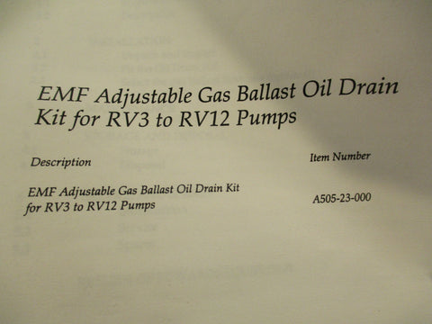 Edwards A50523000 Gas Ballast Oil Ret Kit Issue C For RV3 to RV12 Pumps