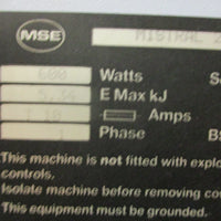 MSE Mistral 2000 Bench Top Centrifuge 600W 120V Turns On Errors For Parts/Repair