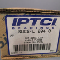 IPTCI BEARINGS 1/2" Bore 2Bolt Flange Bearing Stainless Steel SUCSFL 204 8