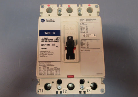 Allen Bradley 140UI6C3C15M (A) 3 Pole Circuit Breaker 15A No Aux