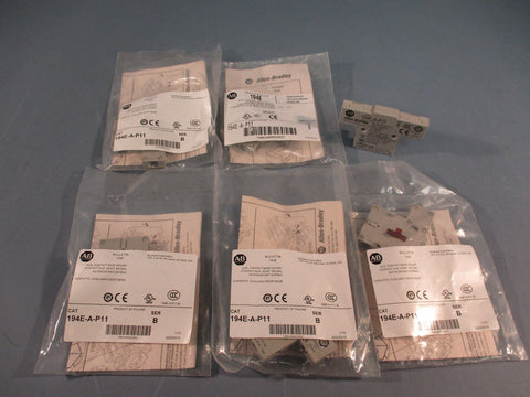 Lot of (6) AllenBradley 194EAP11 Ser. B Auxiliary Contact Base Mount