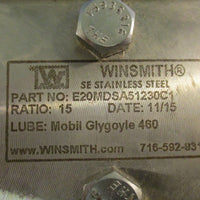 Winsmith E20MDSA51230C1 Worm Gear Reducer 15:1 Ratio 56C Frame Stainless Steel