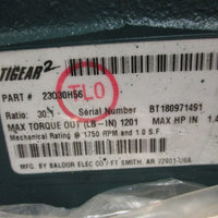 DODGE 23Q30H56 TIGEAR 2 30:1 RATIO RIGHT ANGLE WORM GEAR REDUCER