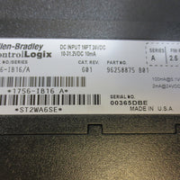 Allen Bradley ControlLogix 16 Point DC Input Module 1756-IB16/A Rev G01 F/W 2.5