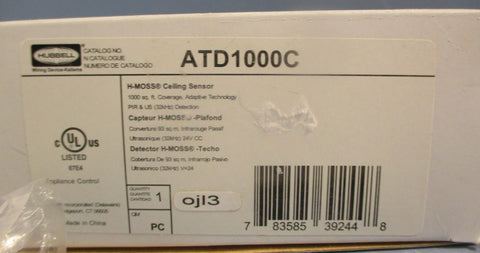 Hubbell ATD1000C HMoss Ceiling Sensor 1000 sq ft Coverage Adaptive Technology