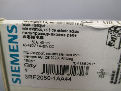 SIEMENS Semiconductor Relay 50A, 45mm, 48460V/ 430VDC 3RF20501AA44
