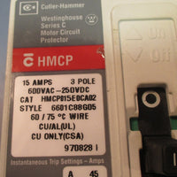 Cutler Hammer HMCP015E0CA02 15A Motor Circuit Protector Breaker w/ Aux