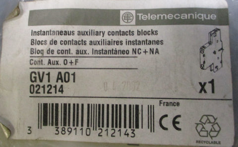 (Lot of 3) Telemecanique GV1A01 Instantaneaus Auxiliary Contact Block 021214