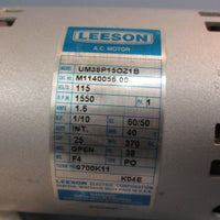 LEESON A.C. MOTOR UM38P150Z1B 115V, 1550 RPM, 1PH, 1.6A 1/10 HP 50/60HZ