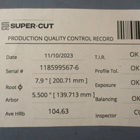 Super Cut 07958740194 Grinding Wheel Max 7600 RPM 51/2" ID 8" OD