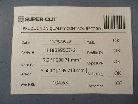 Super Cut 07958740194 Grinding Wheel Max 7600 RPM 51/2" ID 8" OD