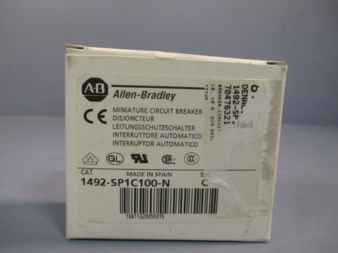 ALLEN BRADLEY CIRCUIT BREAKER 10A SER. C 1P  1492SP1C100N