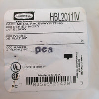 Lot of 14 Hubbell HBL2011IV 90° Surface Metal Raceway Fitting in Ivory NIB