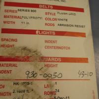 Intralox Series 900 Flush Grip White Conveyor Belt 11" Width 9300030