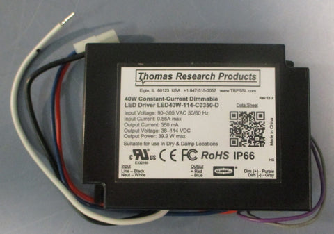 Thompson Research LED40W-114-C0350-D Constant-Current Dimmable LED Driver 40W