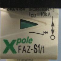 (Lot of 4) Moeller Xpole FAZ-S1/1 Supplementary Circuit Breaker 277VAC, 10kA