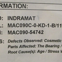 Indramat MAC090C-0-KD-1-B/110-A-0/-I00625/S001 Permanent Magnet Motor 1" Shaft