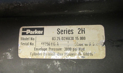 Parker 03.25 D2HU38 15.000 Series 2H Hydraulic Cylinder 15" Stroke 1-1/2" Thread