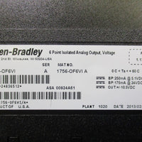 AllenBradley 1756OF6VI Ser. A 6 Point Isolated Analog Output, Voltage FW 1.12