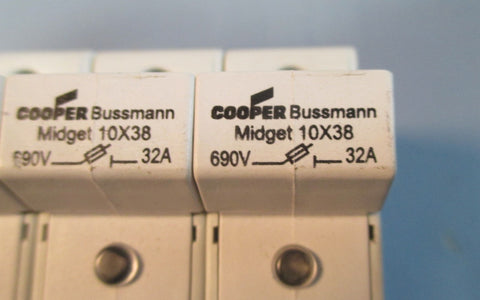 Bussman CHM3 Midget 10X38 Fuse Holders 3 Together 690V 32A Used