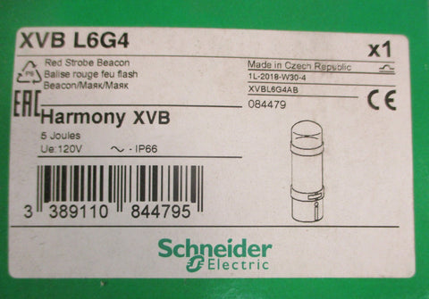 Schneider Electric XVB L6G4 Red Strobe Beacon Harmony XVB XVBL6G4 120V