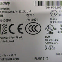 Allen Bradley 1734IB8 Ser D Point I/O Digital Input Module 130651 24VDC, 5mA In