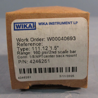 WIKA 4246251 0160PSI 1.5" Type 111.12 Center/Back Mount Gauge P/N 4246251