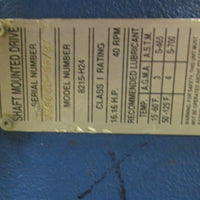 Foote Jones 8215H24 Shaft Mounted Drive Gear Reducer Estimated 24.65:1 Ratio
