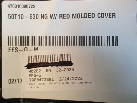 Rovema 1.010.04.2.137.23.3 Timing Belt 50T10-630 w/ Red Molded Cover FFS-G-M