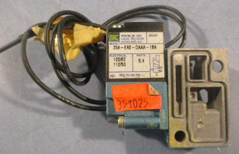 Mac 35AEAEDAAA1BA Solenoid Valve 110/120V 5.4W 50/60Hz Vac120psi