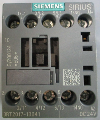 Siemens 3RT2017-1BB41 DC24V Contactor, 20A, 5kA, 600V, 3PH