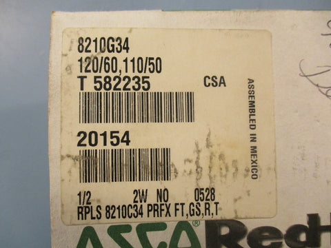 Asco Red-Hat 8210G34 Pneumatic 2-Way Solenoid Valve 1/2" 10.1W 125PSI