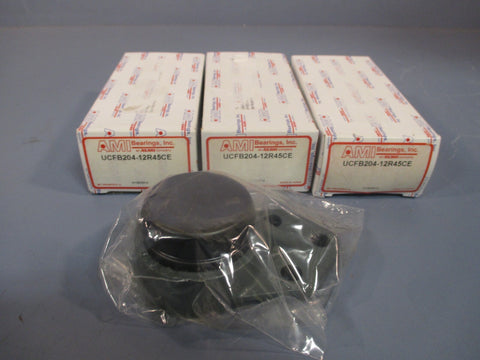 LOT OF (3) AMI BEARINGS FLANGE MOUNT BEARING 3BOLT BASE UCFB20412R45CE