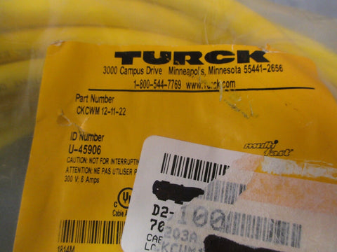 TURCK EURO FAST ELECTRICAL CABLE 12 PIN CKCM 12-11-22 U-45906