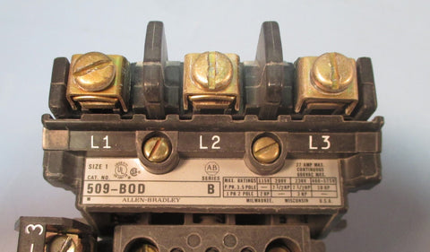 Allen Bradley 509BOD Ser B Motor Starter Size 1 w/ 592BOW16 Ser A Relay Used