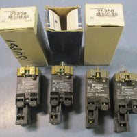 (Lot of 4) Telemecanique ZB2BW0941 Pilot Lamp 220240V 60Hz ZB2BE101 Cont. Blk