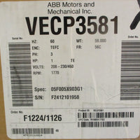 Baldor Reliance VECP3581 Severe Duty XEX Motor 1HP 1770RPM 5/8" Shaft Dia