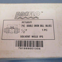Proflo PFTUBVD PVC Double Union Ball Valve 1/2" NIB
