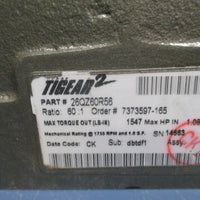 Dodge Tigear2 Washdown Gearbox Reducer Ratio 60:1 Right Angle 26QZ60R56