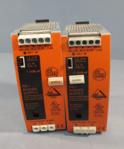 Lot of (2) IFM Electronic AC1216 AS-i Power Supply 115/230V, 50-60Hz