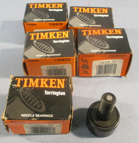 Timken CRSB-20 Cam Follower 1-1/4" Roller OD 3/4" W 1/2" Stud Dia (Lot of 5)
