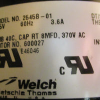 Welch Thomas 2545B01 Piston Dry Vacuum Pump 115V 1.6CFM 50PSI