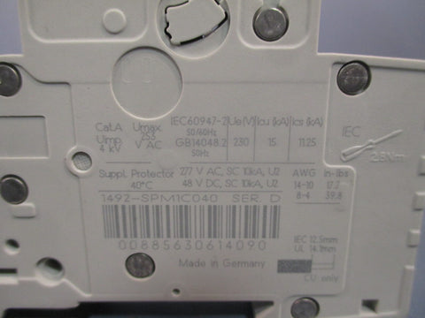 Allen-Bradley Circuit Breaker Ser. D 1492-SPM1C040