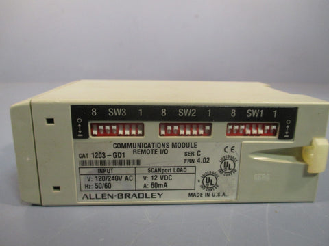 ALLEN BRADLEY COMMUNICATION REMOTE I/O MODULE FRN 4.02 SER C 1203GD1