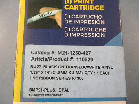 Brady M211250427 Label Print Cartridge White SelfLaminating Vinyl 1.25"